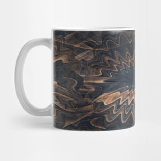 Brown Fluid Pour Floral Faux Wood Plank Mug